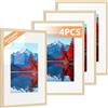 Alyvisun 4 Pack A4 Cornici, Cornice Foto A4 Display Pictures 14x20 cm con Passepartout o 19,7x29,3 cm senza Passepartout, Cornice Foto Orizzontale e Verticale per Muro o Tavolo, Tonalità di Legno