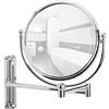 Wenko 3656211100 Specchio da Bagno a Parete Deluxe, Regolabile in Altezza, Orientabile, Acciaio, 23 x 28,5 x 33 cm, Cromo