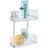 WENKO Vacuum-Loc portaoggetti 2 piani in acciaio inox Quadro, Acciaio inossidabile, 25.5 x 32.5 x 14 cm, Lucido