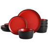 Gibson Soho Lounge, Soho Lounge Sofia Set di stoviglie da 12 pezzi, rosso opaco