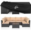 Kipiea Coperture per Mobili da Giardino Impermeabile, 420D Coperture per Tavoli Mobili da Esterno Antivento, Coperture per Tavoli e Sedie da Cortile Rettangolare, Anti-UV, Anti-Strappo- 320x163x74cm