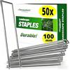 AMAGABELI GARDEN & HOME Amagabeli Garden Home 50 Picchetti Pacciamatura a U in Acciaio Lunghi 100mm Diametro Ø3mm Ancoraggio Premium a Terra Telo Chiodi Pacciamatura Impermeabile Erbacce Ancore per Reti Recinzioni