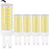 ZYGODLUK Regolabile G9 Lampadine Led 8W, G9 Bianco Freddo 6000K 8W Equivalente 80W Lampada Alogena, AC 220-240V, 88 LEDS Dimmerabile Nessun Sfarfallio Lampadina Led, 5 Pezzi