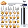 xolear Presse per Biscotti Acciaio Inossidabile, Spara Biscotti con da 20 Stampi e 8 Beccucci in Acciaio Inossidabile Lavabile in Lavastoviglie per Decorare Torte, Dessert e Fatti in Casa