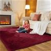 SUBEEN tappeto soggiorno, moquette camera da letto Soggiorno moderno tappeto Shaggy tappeto soggiorno Grande tappeto antiscivolo Camera da letto dei bambini (120x200cm, claret)