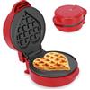 ADE Mini waffle a forma di cuore, piccolo ferro per 1 persona, rivestimento antiaderente, 550 Watt, ideale per San Valentino e colazione, rosso