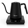 CAFELFFE MK-101 - Bollitore elettrico a collo di cigno, per caffè e teiera, in acciaio inox, con regolazione della temperatura e funzione di mantenimento al caldo, 0,8 l, 1500 W, colore: Nero