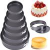 PORFOYO Set di 6 stampi per torte rotondi, in acciaio al carbonio, Ø 18/20/22/24/26/28 cm, antiaderente, a prova di perdite, con fondo rimovibile, ideale per torte, pane, pizza, quiche e torte