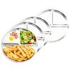 fuxunamz 4 PCS Piatti Acciaio Inox Per Adulto, Piatto Diviso In Tre Per Dieta Adulti 23 Cm, Piatto A Scomparti, Piatto Acciaio Inox, Adatti al Alla Lavastoviglie, Per Campeggio, Pranzo E Cena.