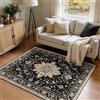 INOVADAY Tappeto 120x180 cm Lavabile in Lavatrice Vintage Antiscivolo Nero/Marrone