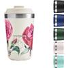 Chilly's Original Tazza da Caffè - Tazza Termica da Viaggio per Bevande Fredde e Calde - Con Coperchio - Tazza Isolata Sottovuoto a Doppia Parete - Acciaio Inox - 340ml - Roses