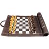 StonKraft 19 x 15 (Dimensioni Scacchiera 12 x 12) Set di Scacchi in Vera Pelle arrotolata - con Pezzi di Scacchi in Legno - Colore Marrone | Viene Fornito con Una Borsa da Trasporto innovativa