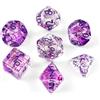 SLAKOZYT Set di 7 dadi poliedrici, cubetti di poliedro con glitter trasparenti per dungeons & Dragons RPG MTG DND (glitter viola)