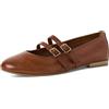 MARCO TOZZI Ballerine da Donna Morbido Plantare Feel Me Pelle Morbida Fodera Interna alla Moda, Marrone (Cognac), 39 EU