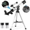 SUNNYYDS Telescopio per bambini e principianti Apertura 40 mm 400 mm AZ Mount Astronomico Rifrazione Telescopio con Finder Scope Bussola e Treppiede