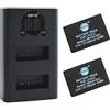 QIAO JIN LIN Batteria di ricambio (confezione da 2) e caricatore USB Dual LED Smart compatibile per Canon LP-E12 e Canon Rebel SL1, PowerShot SX70 HS, EOS M
