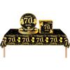 COSORO Stoviglie per Feste 70° Compleanno, Oro Nero, 37 Pezzi: Tovaglia di Carta, Tovaglioli, Piatti di Carta