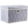 Prandom Scatole portaoggetti pieghevoli grandi con coperchi [confezione da 1] Organizer a cubo portaoggetti decorativo in tessuto, grigio 43 x 30 x 30 cm