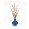 Generico Vaso Decorativo Stampato in 3D, Design Scanalato Moderno, PLA Grigio Opaco, Forma a Bulbo per Fiori Secchi e Pampas (azzurro)