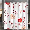 Lerores Tenda per Doccia 180x200 cm Rosso Motivo, Fondo Pesante Antimuffa, Idrorepellente, Lavabile in Poliestere Tende da Bagno con 12 Occhielli e Anelli per Doccia per Bagno, Vasca da Bagno