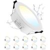 Grebeam 10x Faretti LED da Incasso per Cartongesso 5W, IP44 3CCT Foro 65-75mm | Grebeam Fari da Soffitto Rotondo, Regolabile Bianco Caldo/Bianco Neutro/Bianco Freddo, Faretti LED 68mm per Bagno Cucina