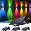 IIRARA Lampada Solare da Esterno di 4 Pezzi Alto e Basso Luci Solari Esterno Energia Bianco RGB Illuminazione per Esterni 100LM Applique da Solare IP67 per Muro Vialetto Giardino