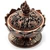 Ganzoo braciere per incenso in ottone color rame con coperchio, per carboncini, bastoncini e coni, ciotola compatta per angolo profumi, stile orientale, base pesante stabile, 70 x 70 x 70 mm, 129 g