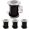 linovum BORU Nero Tondo - 4 Faretti Incasso GU10 IP67 Esterno 230V