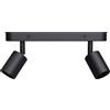 linovum AWORA Lampada da soffitto per lampadina E27, a due luci, colore nero, 2 x attacco E27, orientabile, girevole