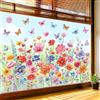 decalmile Adesivi per Finestra Fiori Colorati Selvatici Primaverile Estate Decalcomanie per Finestre Fiore Giardino Farfalla Pianta Non Adesiva Adesivi Anti-Collisione Finestra Vetro Porte Cucina