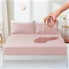 Sufdari Coprimaterasso Impermeabile Lenzuolo con Angoli 90x200cm, coprimaterasso Traspirante Protezione del Materasso Impermeabile Lenzuola con Angoli antiumidità - Rosa