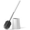 Siapapla Scopino Bagno WC in Acciaio Inox 304 Bianco - Scopettino Bagno Elegante e Moderno Con Testina in Silicone Sostituibile - Ideale per uffici, hotel e uso domestico (Bianco Opaco)