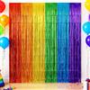 GWAWG Set di 2 tende con motivo arcobaleno, 200 x 100 cm, in pellicola colorata con frange, per carnevale, decorazione di carnevale, compleanni, festival, decorazione da tavolo e porta