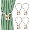 BDHYYM Set di 4 fermatende calamita con magneti EXTRA FORTI | Pesi per tende e gancetti per tende | Calamite per tende senza forare | Ferma tende magnetici color crema per casa/ufficio