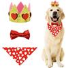 Kelamayi Costume per cani San Valentino, collare con papillon e cappello da corona, cuore rosso, accessorio regolabile per cani per animali domestici, cucciolo, gatto, festa, travestimento, costume cosplay