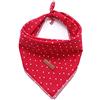 Unique style paws 1 bandana per cani lavabile quadrato di cotone, asciugamano regolabile per cani di piccola taglia media e gatti/rosso con pois bianchi