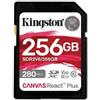 KINGSTON CANVAS REACT PLUS V60 256GB SDXC UHS-II LETTURA 280 MB/s SCRITTURA 150