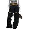 The Attico Jeans Donna 29 Neri Ampio Baggy Con Design A Fetta FW25 RRP590