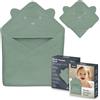lionelo MUSLIN HOODED TOWEL Asciugamano con Cappuccio 80x80cm per neonato 100% Cotone Naturale Swaddle in Mussola dopo Bagnetto Mantella da Bagno Traspirante Morbida per Bambini (Verde, 80x80 cm)