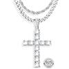 JeryWe Collana Uomo Argento 925 Crocifisso Collana Uomo con Zirconi Croce Catena Girocollo Uomo 316L Acciaio Inossidabile Cubana Serpente Doppia Catena 41-46cm