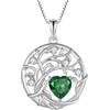FJ Collana Albero della Vita per Donna Argento Sterling 925 Collana con Ciondolo Smeraldo Gioielli Pietre Portafortuna Maggio per Donna