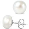 Hannah's Treasures - Orecchini in argento 925 da donna, con perle d'acqua dolce, 4 - 11 mm, 1 coppia, a forma di bouton, in argento 925, con perle in argento 925, 6 - 6,5 mm, Argento sterling, Perla