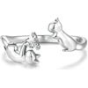 IMINI Simpatico gatto con amore cuore aperto dichiarazione anello in argento Sterling 925 cristallo CZ coppie animali domestici gatti promessa anelli impilabili per dita gioielli regali per donne ragazze