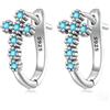 IMINI Piccoli Orecchini a Cerchio Piccoli in Argento Sterling 925 con Croce Turchese per Donne e Tagazze Cartilagine Piccoli Cerchi Incernierati Huggie