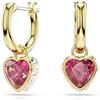 Swarovski Orecchini pendenti Chroma, Cuore, Rossi, Placcato color oro