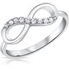 DTPsilver® Anello in Argento 925 - Nodo Amore Infinito e Zirconia Cubica Chiaro/Bianco CZ