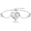 Cosie Lily Bracciali Donna, Argento 925 Bracciale con Iniziale Cuore A-Z Gioielli, Regalo Compleanno San Valentino Natale, Regali Per Mamma Fidanzata Coppia Amica Lettera Braccialetto B