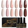 Shining She Smalto Semipermanente Nude,6 Colori Rosa Nudo Beige Albicocca Marrone Smalto Semipermanente Unghie,Serie Nude Smalti per Unghie Gel UV/LED,Autunno e Inverno Manicure Art,8ML