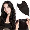 SEGO Pro 45cm Extension Capelli Veri Filo Invisibile #1B Nero Naturale Clip Fascia Unica Capelli Umani Lisci Halo Human Hair Extension (65g)
