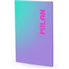MILAN Quaderno A4 incollato, carta a quadretti, 48 fogli da 95 g/m², collezione Sunset, lilla